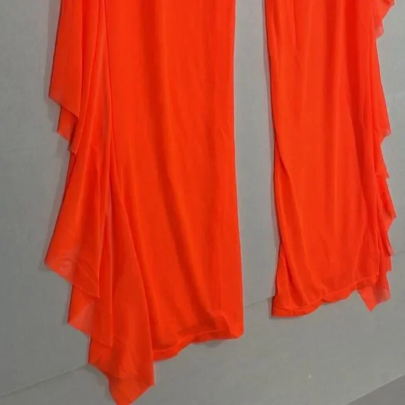 Mesh Cover Up Pants NWOT Elastic Waist, Sheer Neon Orange XL (see photos) - Picture 4 of 10